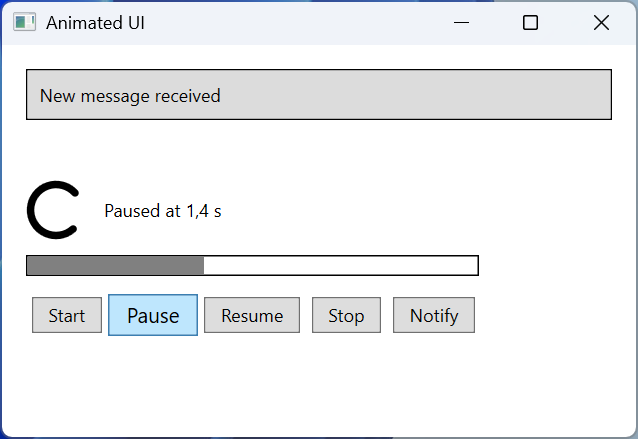 The "Animated interface elements" application