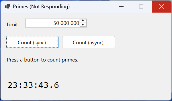 A blocked interface during a synchronous operation