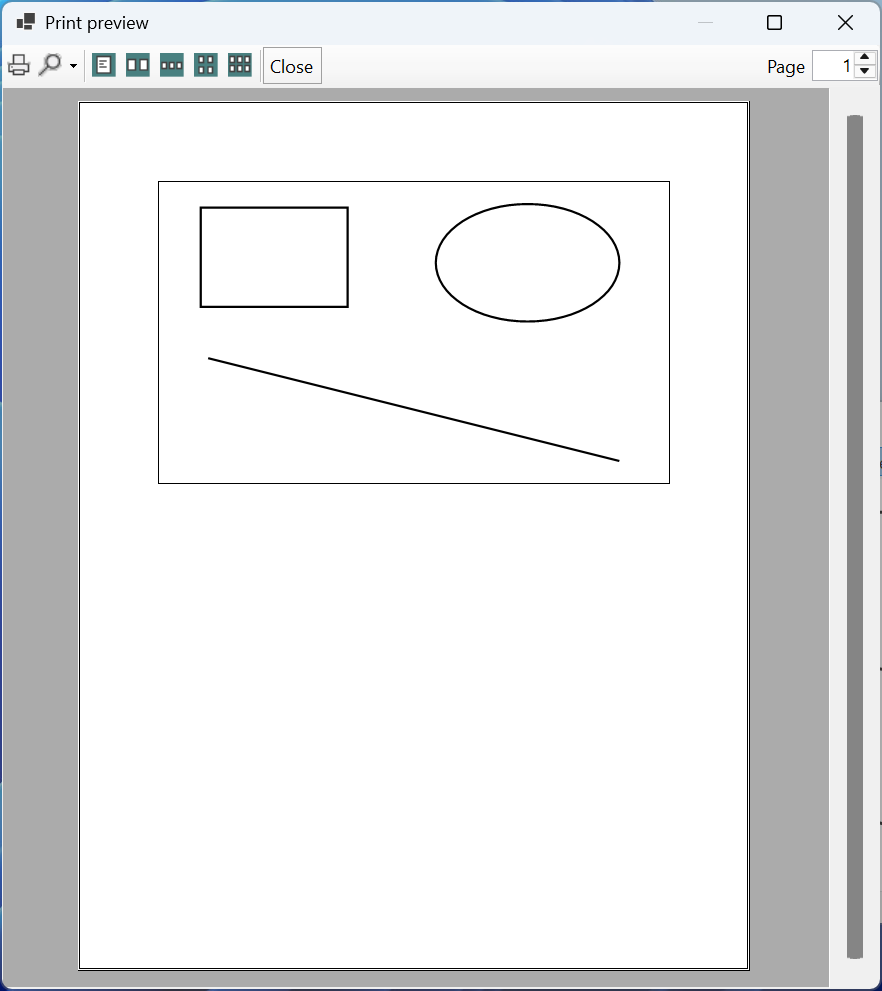 Print preview of a drawing