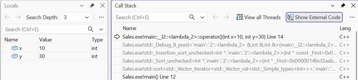 A lambda in the algorithm’s call stack